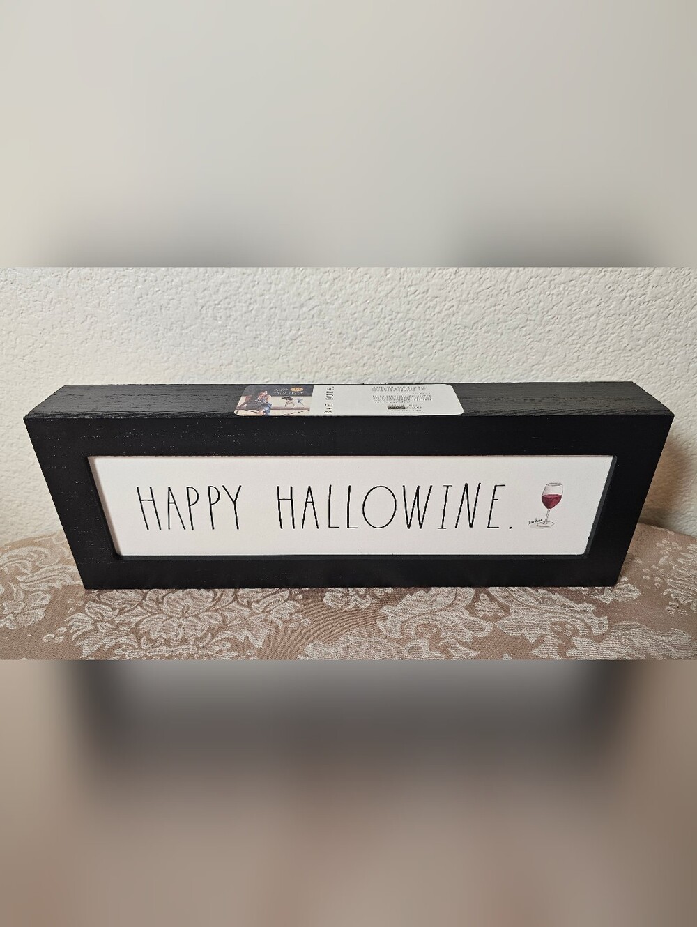 Happy Hallowine Wooden Rae Dunn Sign - Black & White Few Scratches